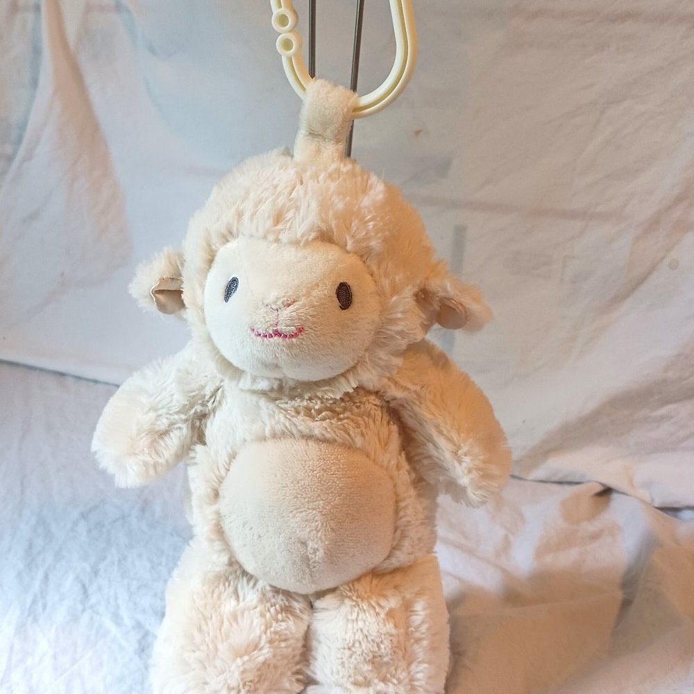 Kellytoy Off-White Lamb Plush Stuffed Animal Crib Stroller Clip Rattle 10" HTF